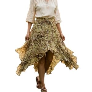 VTG 90s Chadwick’s 100% Silk Fairycore Asymmetrical Sparkle Midi Skirt - Sz 14
